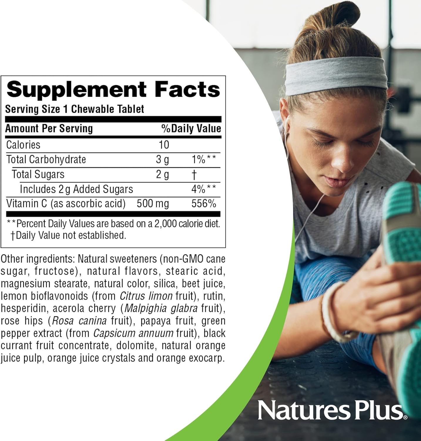 Naturesplus Orange Juice Chewable Vitamin C - 500 Mg, 180 Tablets - High Potency Immune Support Supplement, Antioxidant - Gentle On Stomach -Vegetarian, Gluten-Free - 180 Servings