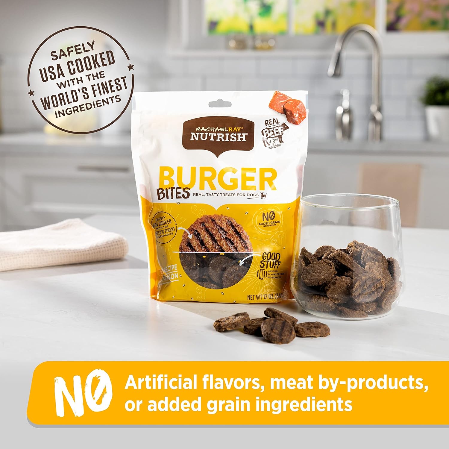 Rachael Ray Nutrish Burger Bites Real Meat Dog Treats, Beef Burger with Bison Recipe, 12 Ounces, Grain Free : Pet Supplies