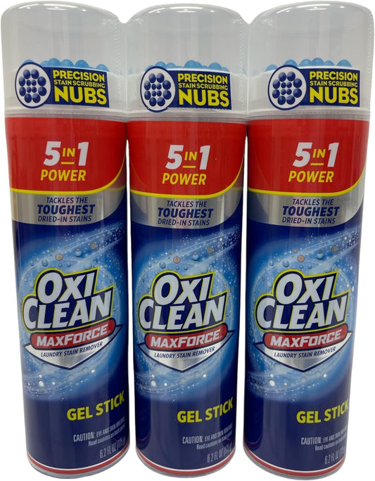 OxiClean MaxForce 5 in 1 Laundry Stain Remover Gel Stick Bundle: (3) 6.2oz Sticks & ThisNThat Tip Card