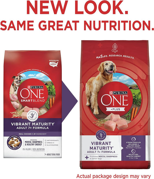 Purina ONE High Protein Dry Senior Dog Food Plus Vibrant Maturity Adult 7 Plus Formula - 16.5 lb. Bag