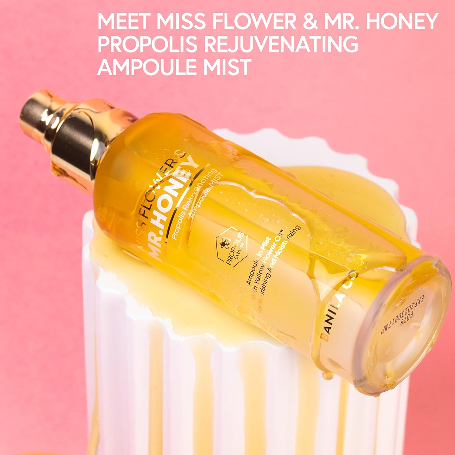 Miss Flower & Mr Honey Propolis Ampoule Mist - Rejuvenating Ampoule Mist And Hydrating Makeup Setting Spray - Honey Extract Mist With Royal Jelly And Honey Butter Beeswax - Sulfate-Free - 99Ml