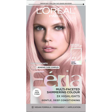 L'Oreal Paris Feria Multi-Faceted Shimmering Permanent Hair Color, P2 Rosy Blush (Smokey Pink)