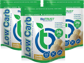 Biotrust Low Carb Protein Powder – Natural And Delicious Whey & Casein Blend From Grass-Fed Hormone Free Cows – Non Gmo, Soy Free, Gluten Free, Hormone Free (Vanilla, 3-Pack)