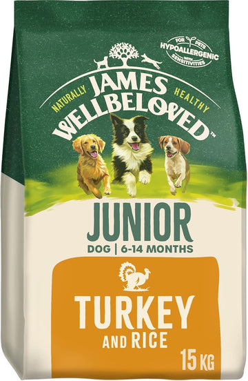 James Wellbeloved Junior Turkey & Rice 15 kg Bag, Hypoallergenic Dry Dog Food?02JTRJ15