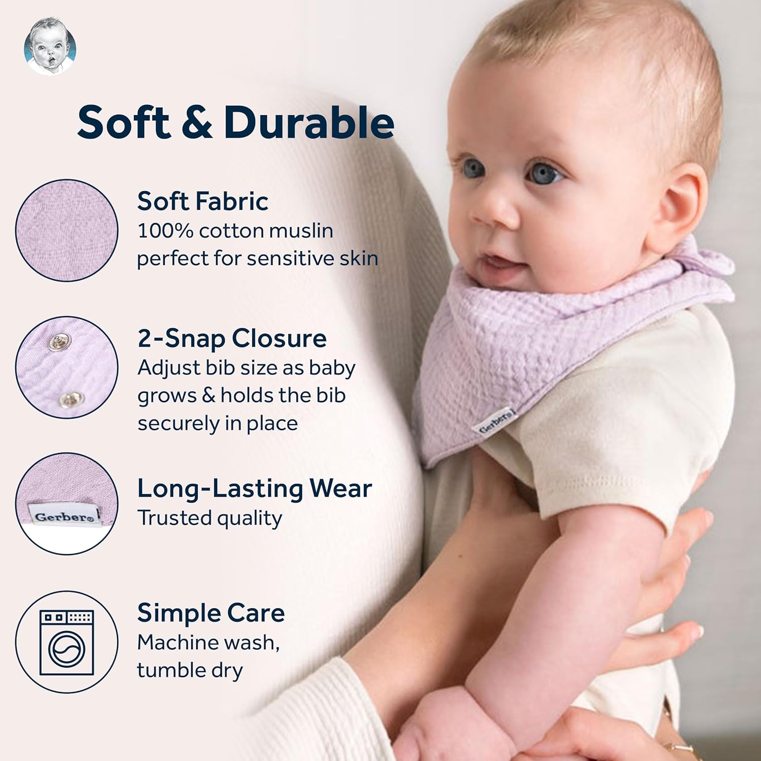 Gerber Baby Unisex Muslin Bandana Bibs 10-Pack, Black & White, One Size : Baby