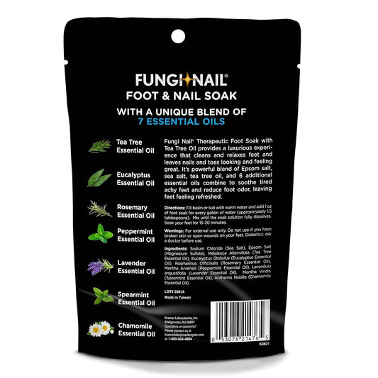 Fungi-Nail Foot & Nail Soak With Tea Tree Oil - Moisturize, Reduce Foot Odor, & Soothe Aching Feet - A Therapeutic Blend Of Rich Mineral Epsom Salt, Pure Sea Salt, And 7 Essential Oils - 1 Pound