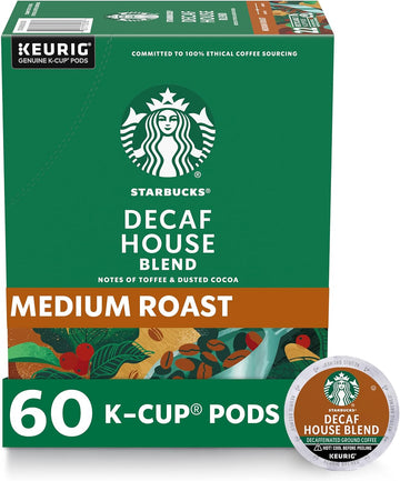 Starbucks Decaf K-Cup Coffee Pods — House Blend For Keurig Brewers — 6 Boxes (60 Pods Total)