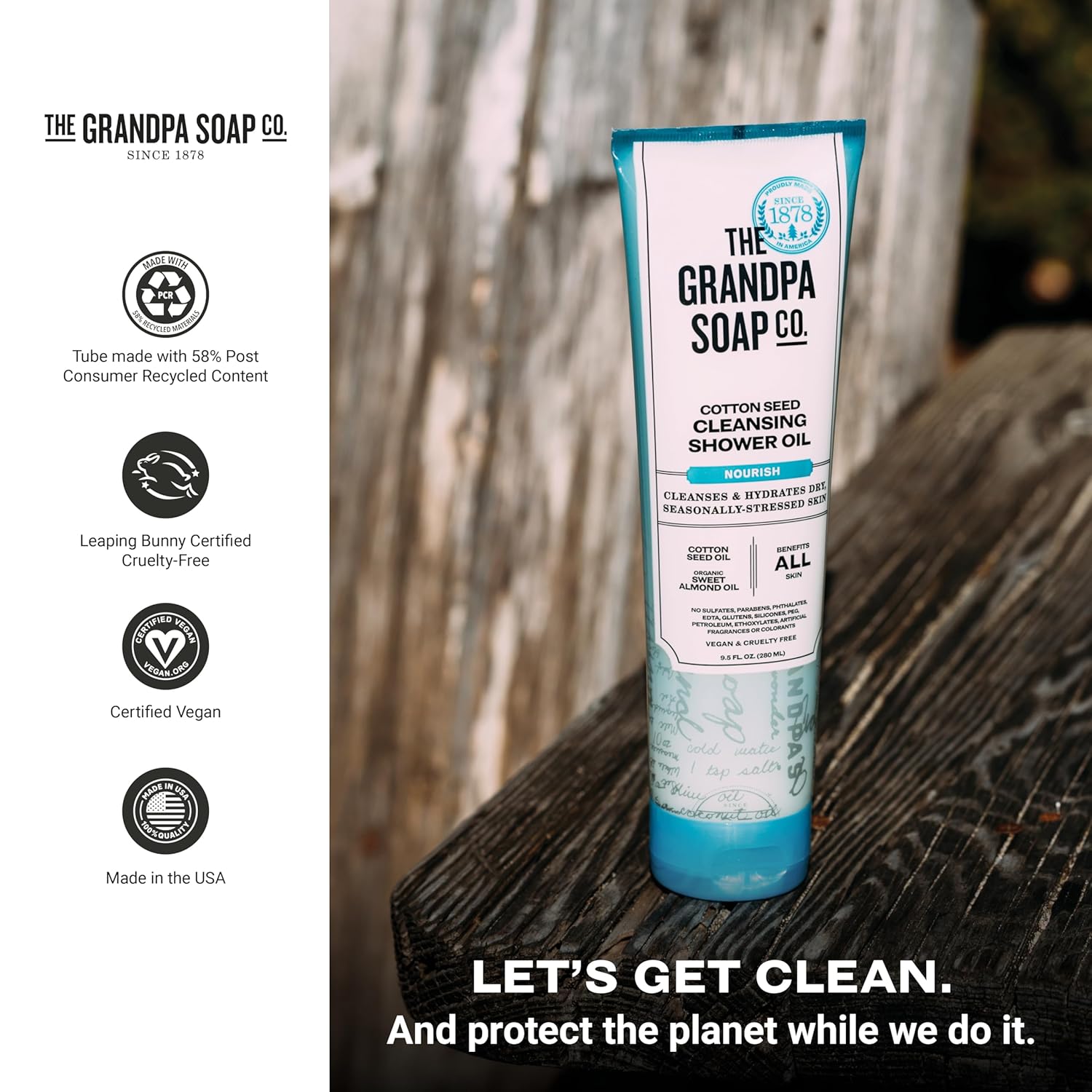The Grandpa Soap Company Cottonseed Oil Body Wash Cottonseed + Organic Sweet Almond Oils | Clean, Vegan & Cruelty Free Formula | Nourishing Body Soap For Sensitive Skin | 9.5 Fl. Oz. Tube : Beauty & Personal Care