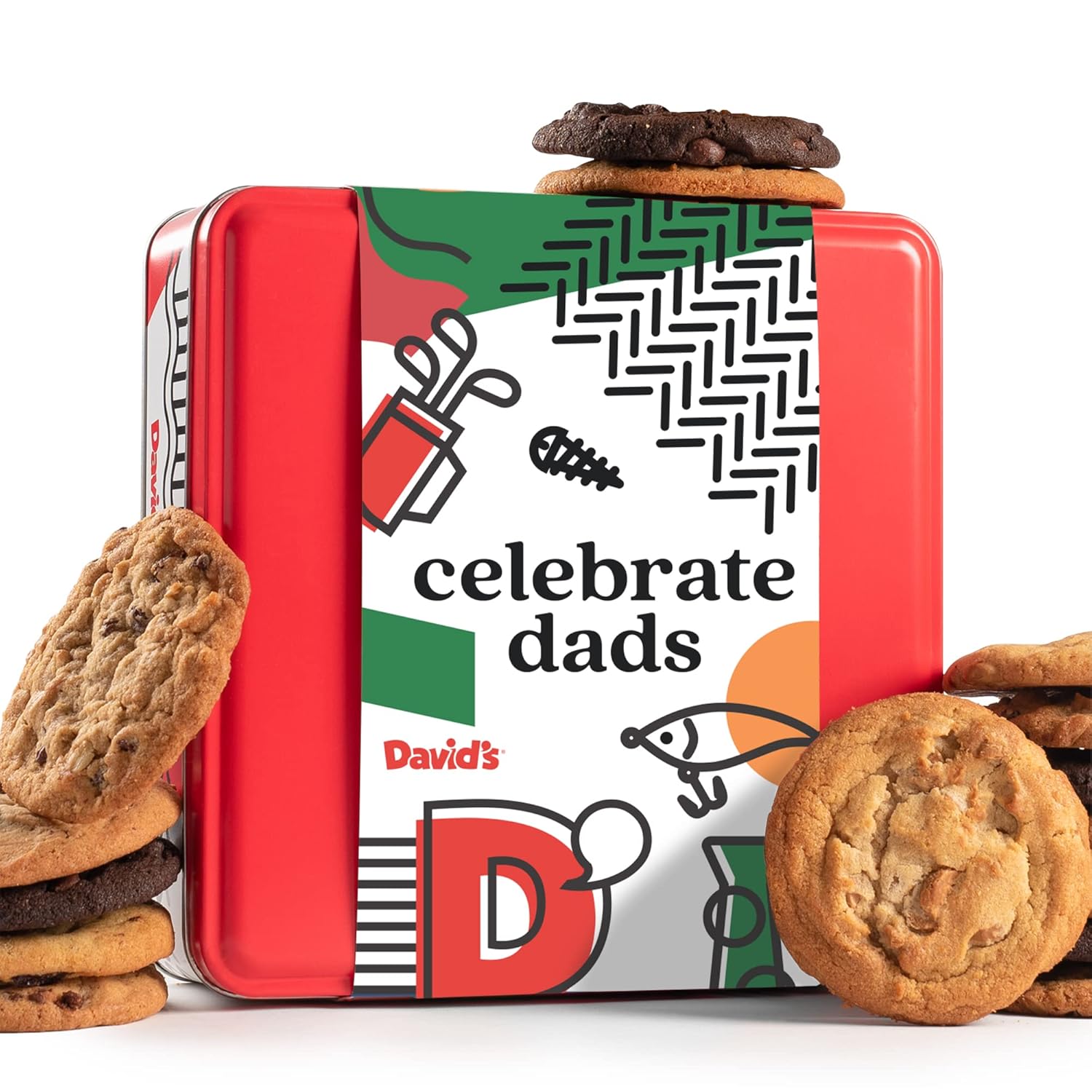 David'S Cookies Gourmet Assorted Cookie Gift Tin – 1Lb Fresh Baked Delicious Traditional Recipes – Assorted Flavors Ideal For Sharing – Thoughtful Treat For Dad, Husband, Or Him