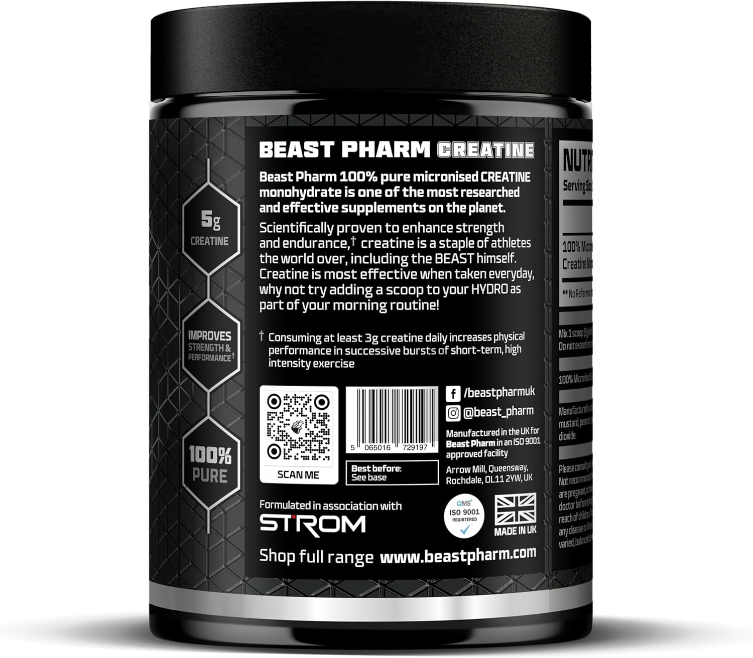 Beast | Creatine Monohydrate Powder 100 Servings (500G) 100% Pure Micronised Creatine Powder | Unflavoured : Amazon.co.uk: Health & Personal Care