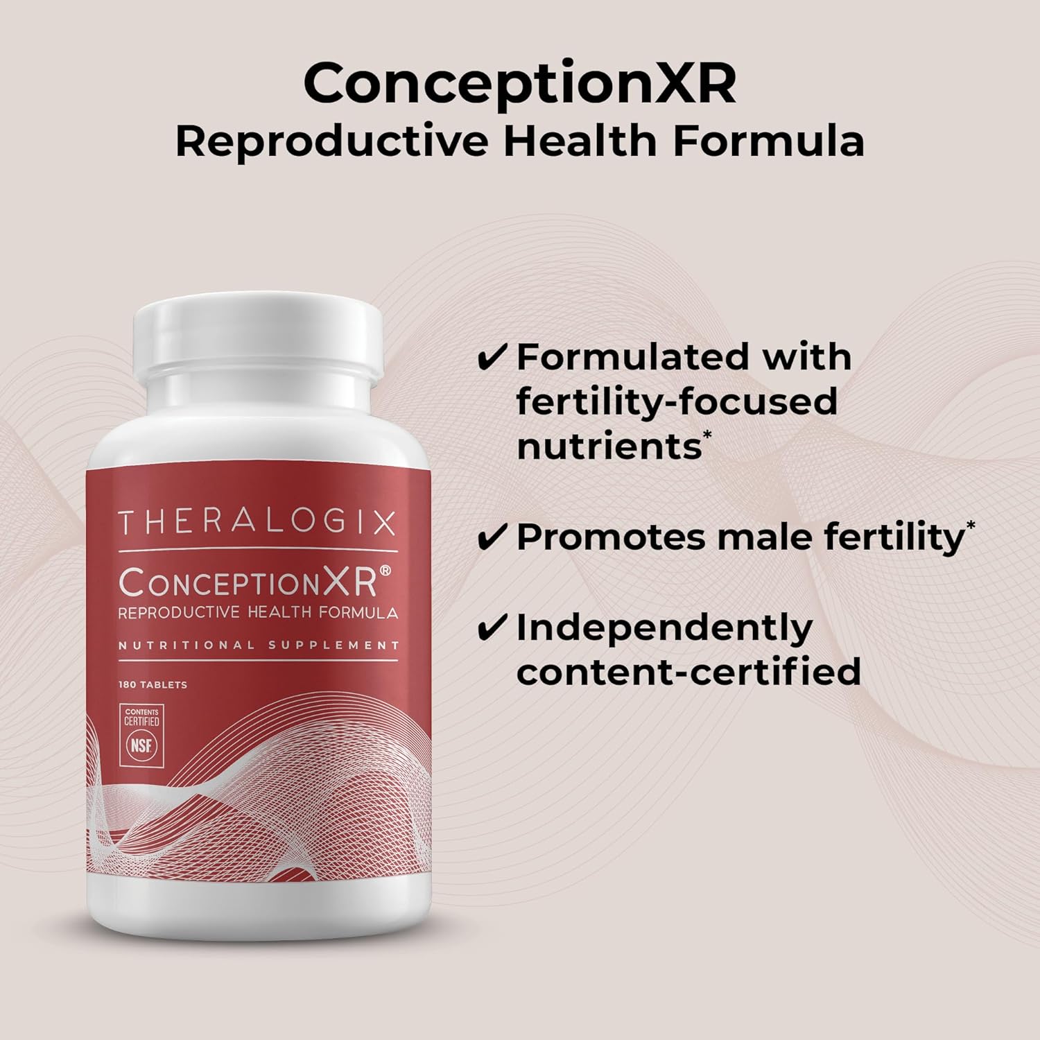 Theralogix ConceptionXR Reproductive Health Formula - Men's Preconception Vitamins for Fertility Support - Male Fertility Supplements for Sperm Health* - NSF Certified - 180 Tabs (90-Day Supply) : Health & Household
