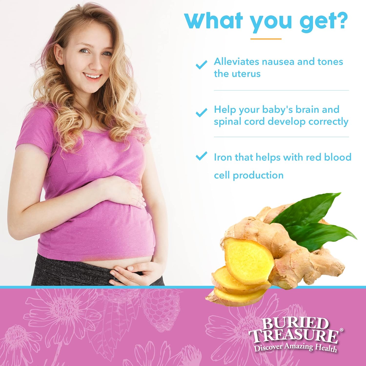 Buried Treasure Prenatal Plus DHA Complete, 16 oz, Natural DHA Omega3 Iron : Health & Household