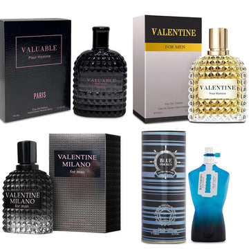 Men'S Cologne Gift Set Include Valentine Milano,Valentine,Choco Musk & Aqua Deep Blue - 3.4 Fl Oz Each | Vanilla Bourbon, Leather & Amber Floral Fragrance | Luxury Eau De Toilette Quartet
