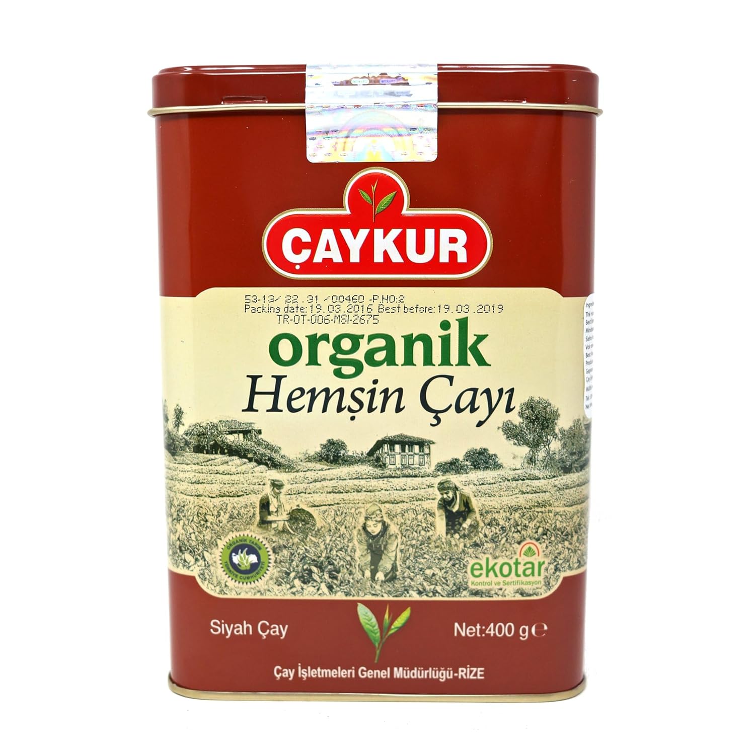 Caykur Organic Hemsin Turkish Tea In Metal Can, 400 Gr - 0.9 Lbs