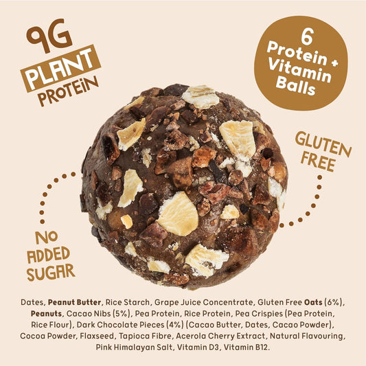 Protein Balls Choc Chip Muffin Flavour By The Protein Ball Co-100% Natural, Vitamin Enriched Snacks-10 X 45G Bags-High Fibre, No Added Sugar, Gluten Free, No Artificial Sweeteners