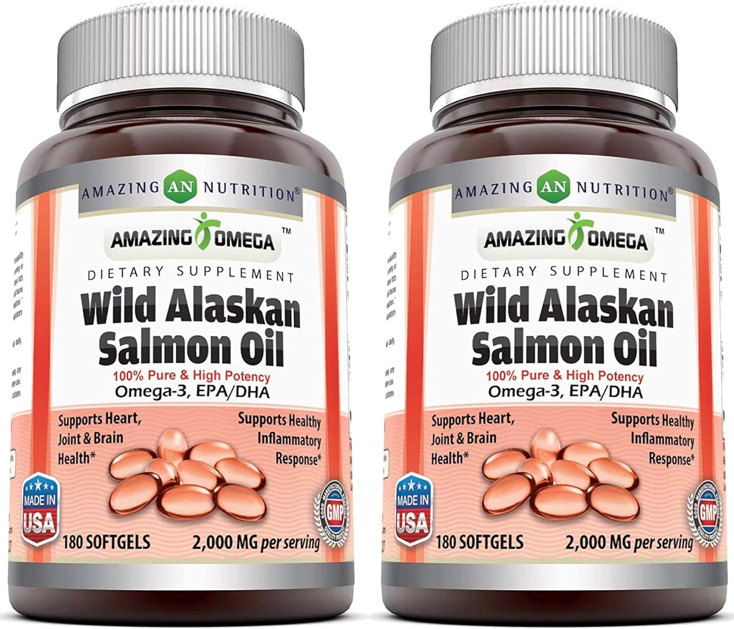 Amazing Omega Wild Alaskan Salmon Oil 2000mg Per Serving Softgels Supp