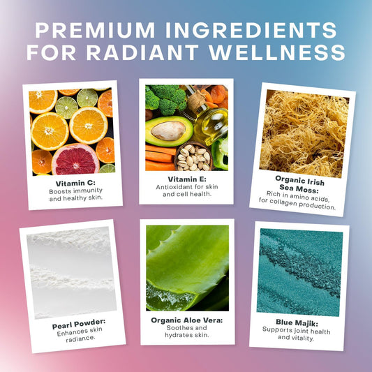 Sea Moss Glow Gummies I Hair Skin And Nails Vitamins, Seamoss, Pearl Powder, Vitamin E, Aloe Vera, Liposomal Vitamin C, Irish Sea Moss Gummies For Women & Men - 60 Count