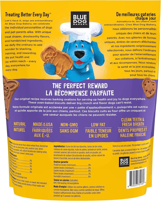 Blue Dog Bakery Natural Dog Treats, More Crunch Large, Peanut Butter, 40Oz Bag, 3 Bags