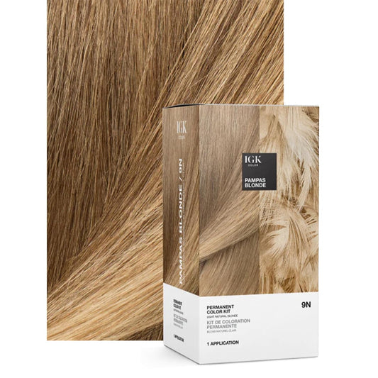 Igk Permanent Hair Dye Color Kit | 9N Pampas Blonde - Light Natural Blonde | 100% Gray Color Coverage + Strengthen + Shine | Ammonia Free