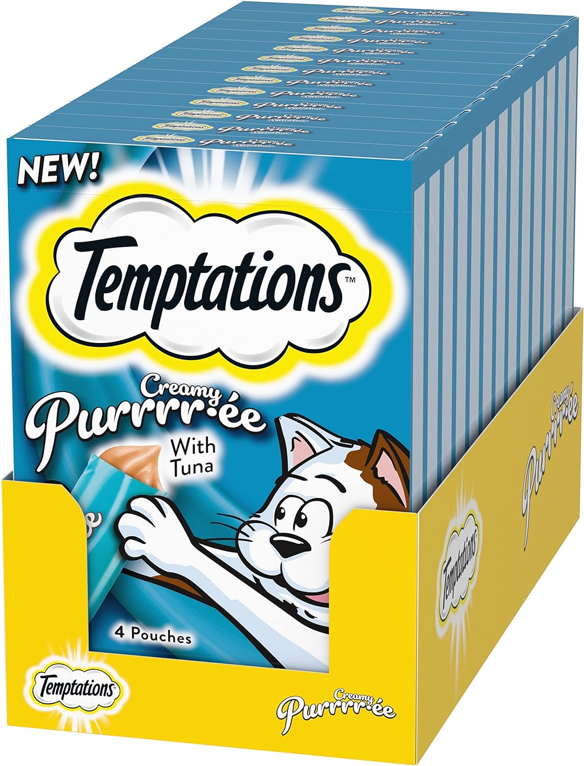 Temptations Creamy Puree Squeezable Lickable Wet Cat Treats With Tuna, 0.42 Oz. Tubes, 4 Count (Pack Of 11) - Total 44 Count