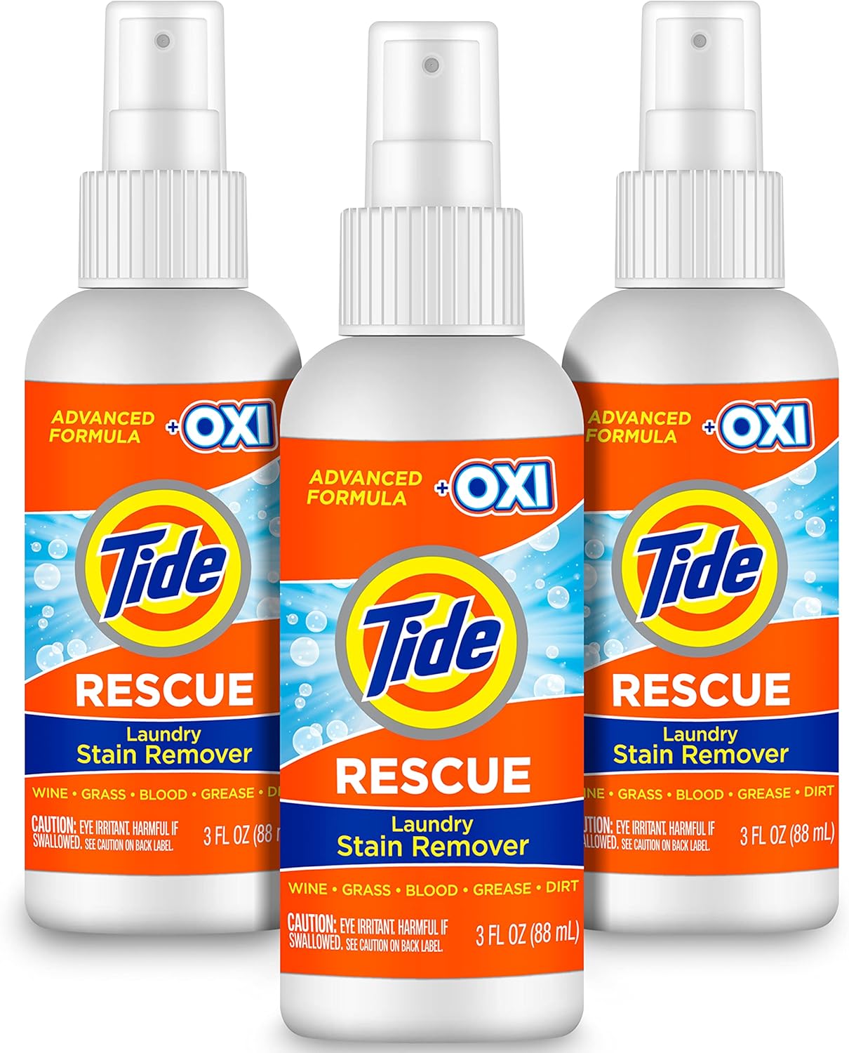 Tide Laundry Stain Remover With Oxi, Rescue Clothes, Upholstery, Carpet And More From Tough Stains, Enzyme Stain Remover, Travel Essential Spray, 3Oz (Pack Of 3)