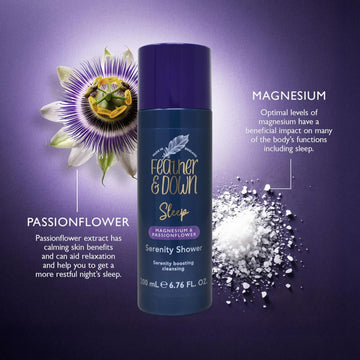 Feather & Down Magnesium And Passionflower Serenity Shower (200Ml) - Sleep Aid Body Wash Infused With Magnesium And Passionflower Essential Oils, Calms For Anxiety & Stress, Relaxation Aromatherapy