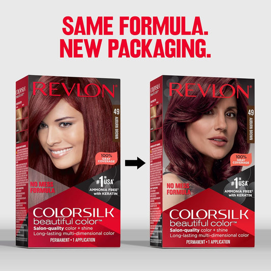 Revlon Permanent Hair Color, Permanent Red Hair Dye, Colorsilk With 100% Gray Coverage, Ammonia-Free, Keratin And Amino Acids, Red Shades (Pack Of 3)