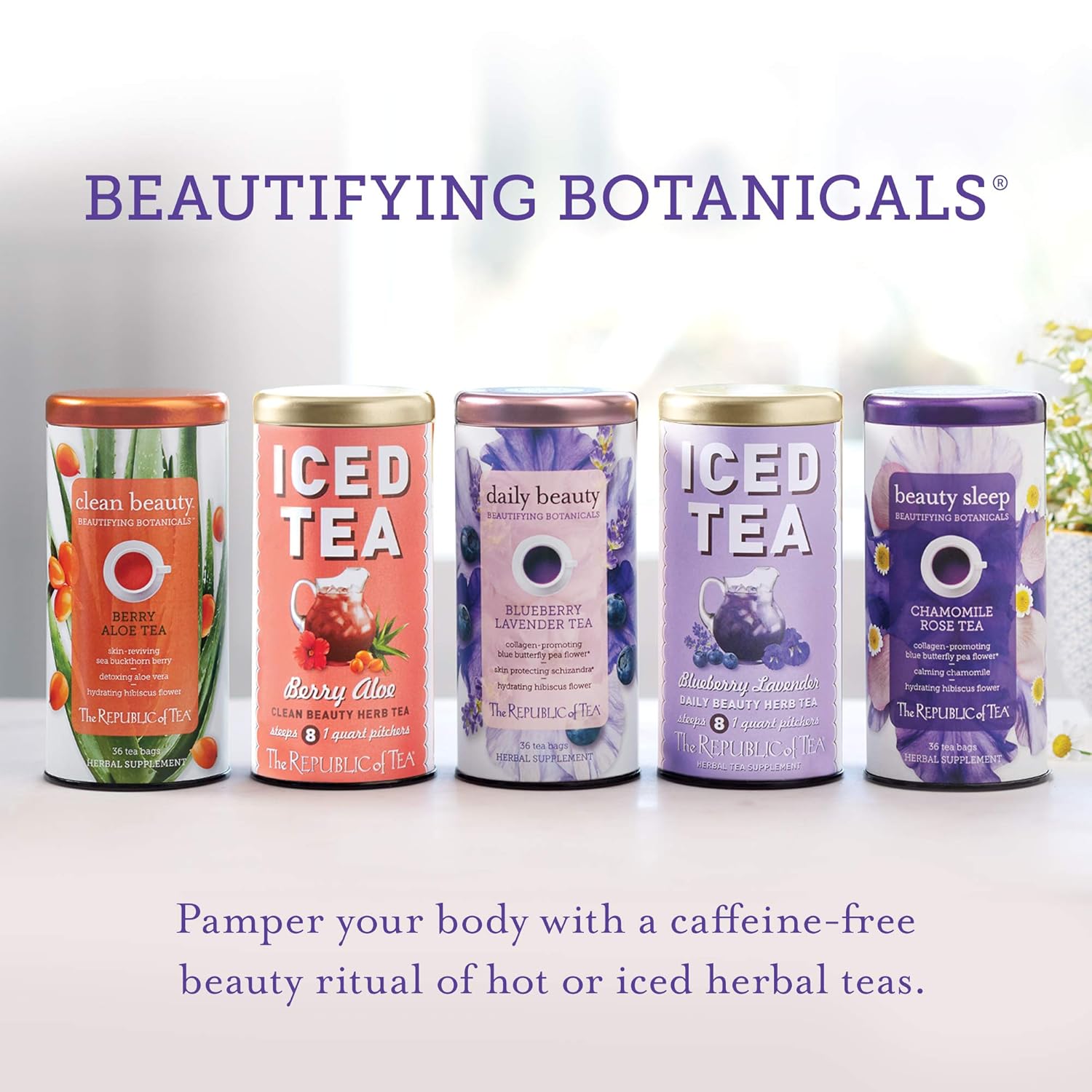 The Republic Of Tea Beautifying Botanicals® Beauty Blueberry Lavender Herbal Iced Tea Bags (8 Count)