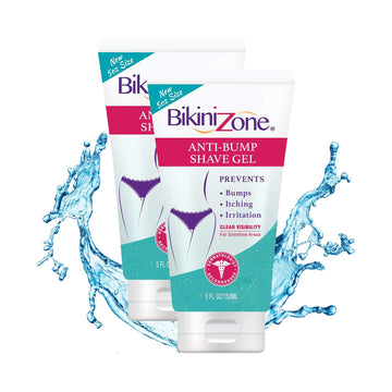 Bikini Zone Anti-Bumps Shave Gel - Close Shave w/No Bumps, Irritation, or Ingrown Hairs - Dermatologist Recommended - Clear Full Body Shaving Cream?? (5 oz, Pack of 2)