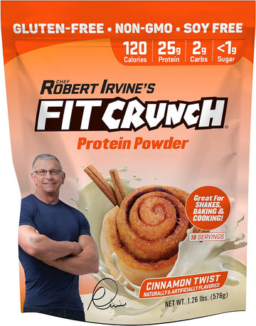 Fitcrunch Tri-Blend Whey Protein, Keto Friendly, Low Calories, High Protein, Gluten Free, Soy Free (18 Servings, Cinnamon Twist)