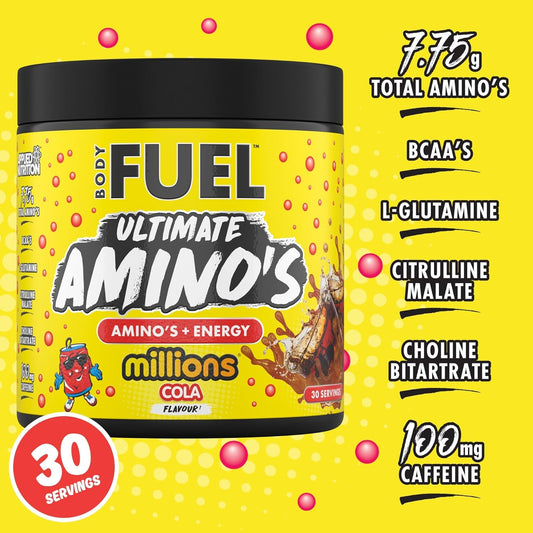 Applied Nutrition Bodyfuel Amino'S - Amino Acids Supplement, Eaa Essential Amino Acids Powder, Muscle Fuel & Recovery (270G - 30 Servings) (Millions Raspberry)