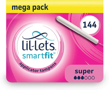 Lil-Lets Cardboard Applicator Super Tampons X 144 | 12 Packs of 12 Tampons | Medium to Heavy Flow