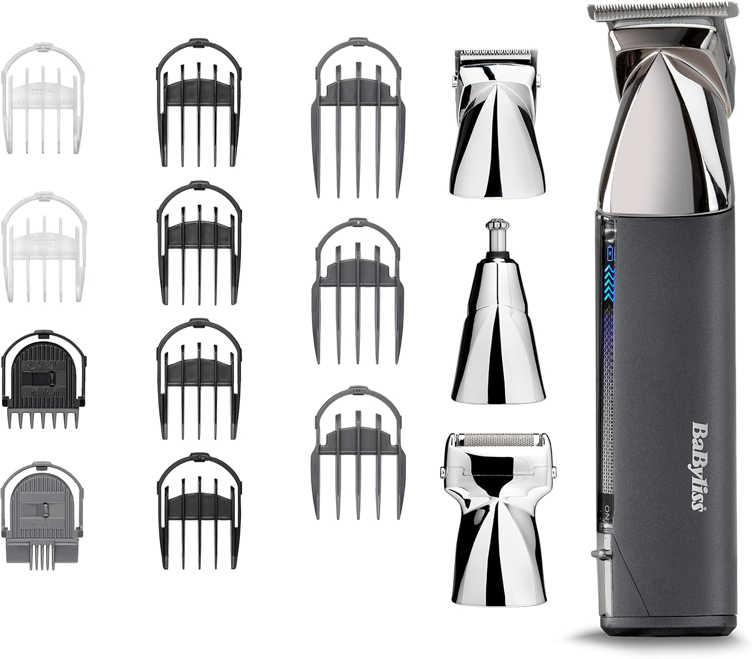 Babyliss Super-X Metal 15 In 1 All-In-One Multi-Trimmer, Cordless Grooming Kit Including Beard Trimmer And Nose Hair Trimmer, Waterproof, Gifts For Men (Silver/Grey)