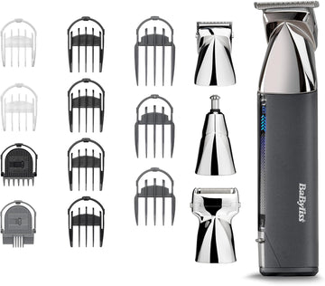 Babyliss Super-X Metal 15 In 1 All-In-One Multi-Trimmer, Cordless Grooming Kit Including Beard Trimmer And Nose Hair Trimmer, Waterproof, Gifts For Men (Silver/Grey)