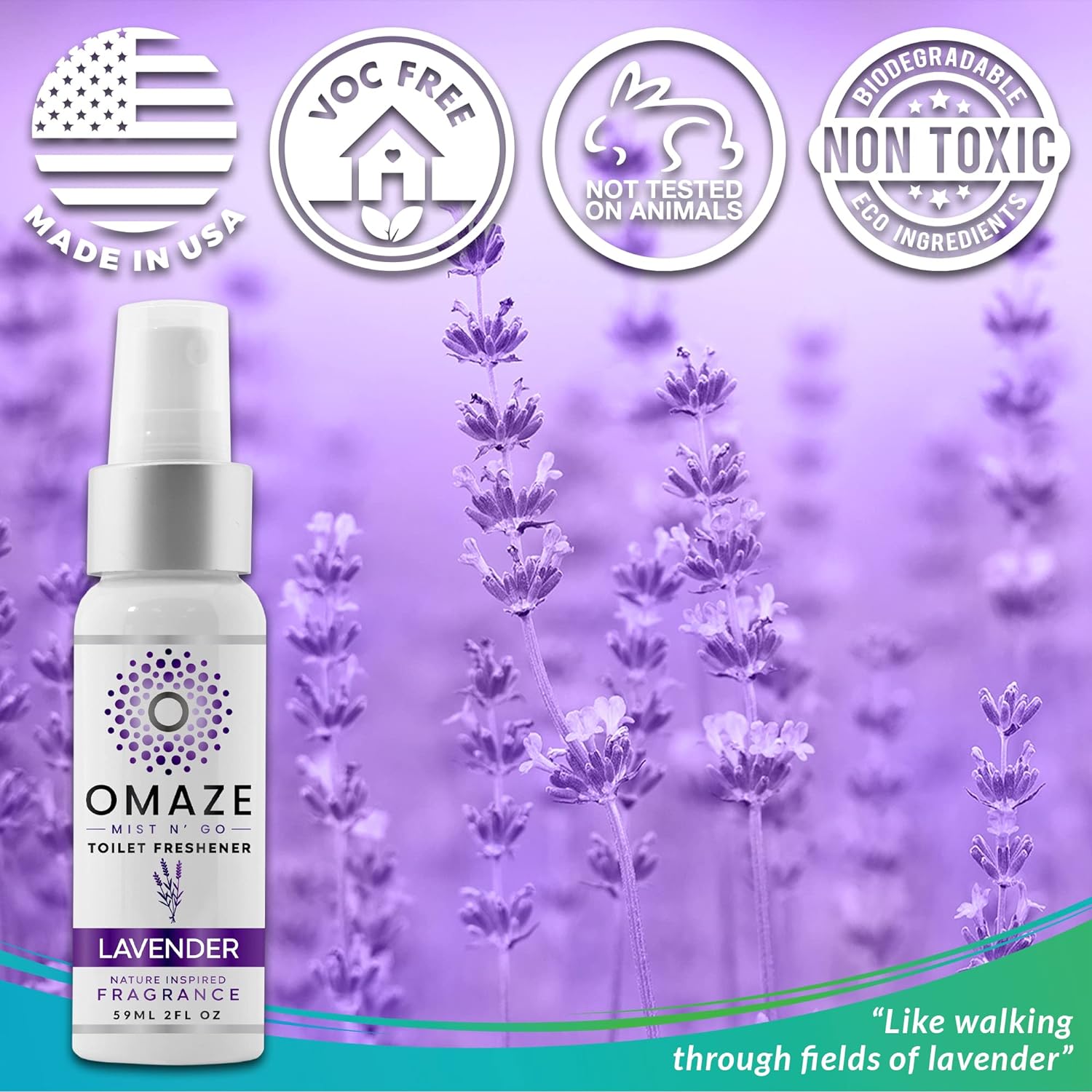 OMAZE Mist N Go Toilet Freshener, Lavender Scent 2Fl Oz (2 Pack) | Odor Neutralizer for Toilets : Health & Household