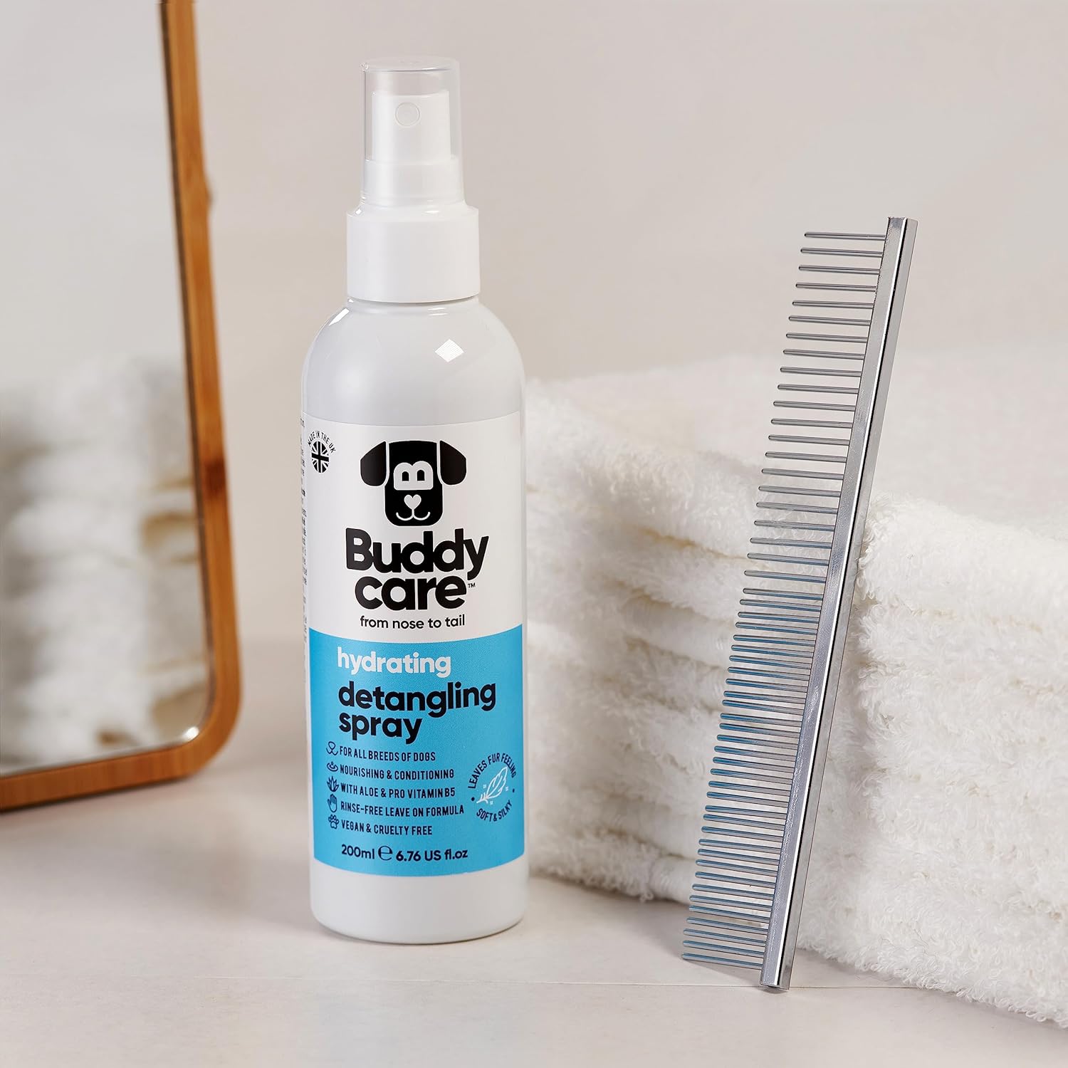 Dog Detangling Spray by Buddycare | Easy-to-Use Detangling Spray for Dogs | Rinse-Free Leave On Formula (200ml) :Pet Supplies