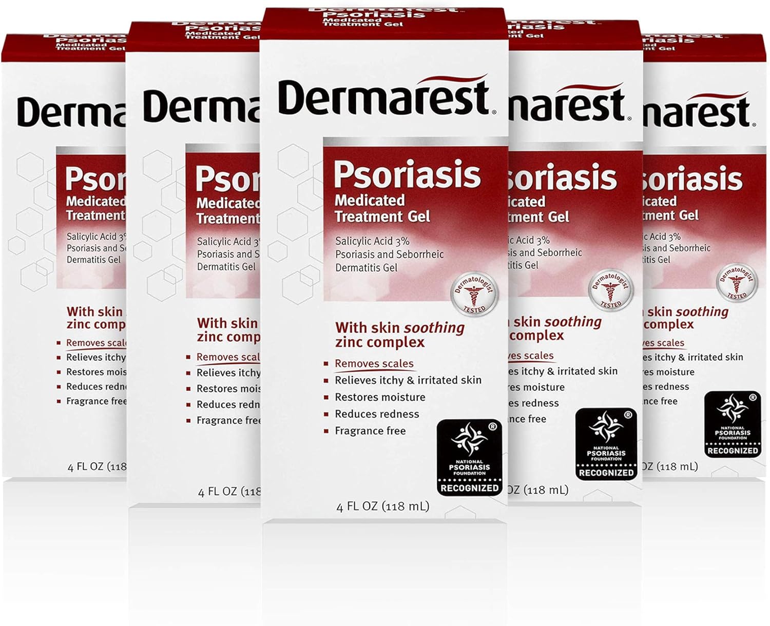 Dermarest Psoriasis Medicated Skin Treatment Gel - 4 Oz, Pack Of 5
