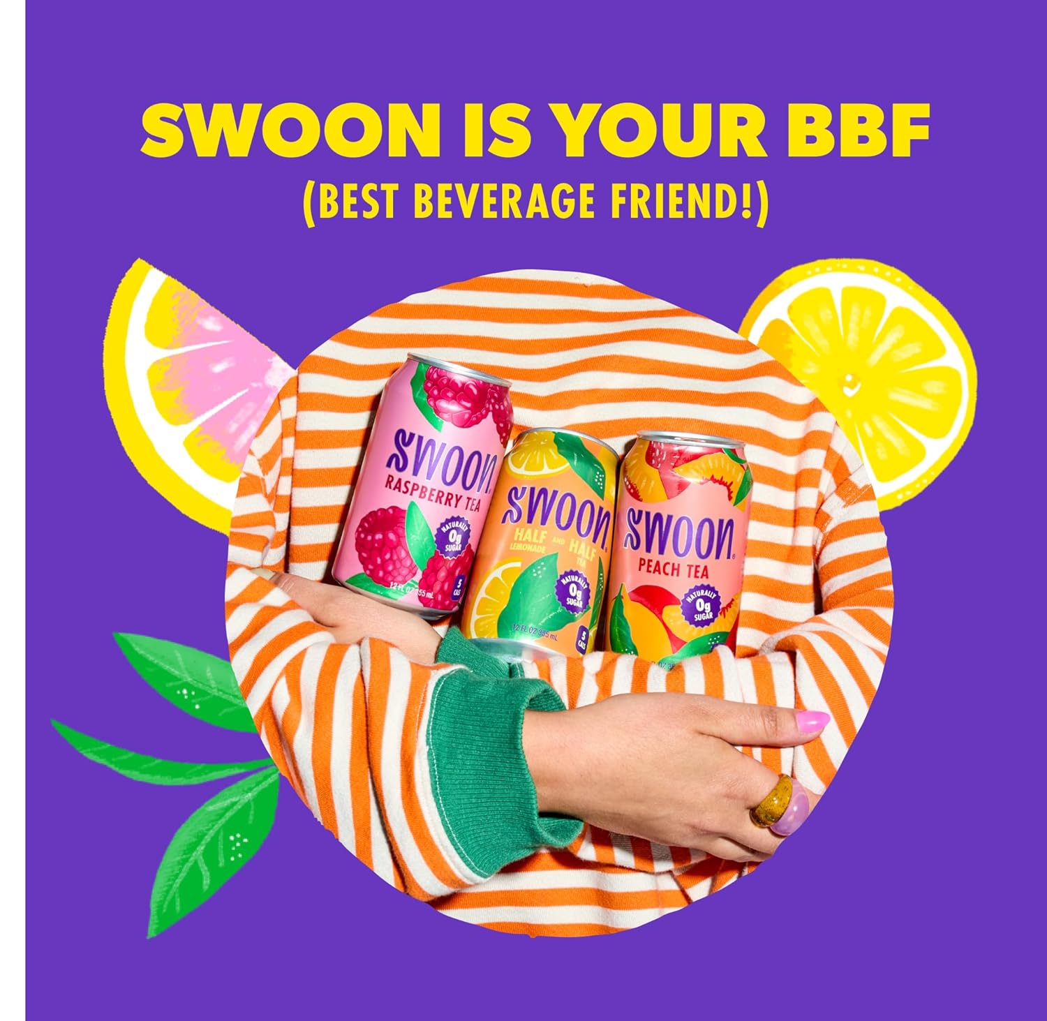 Swoon Iced Tea Variety Pack - Low Carb, Paleo-Friendly, Gluten-Free Keto Drink - Half + Half Iced Tea Lemonade, Peach Iced Tea, And Lemon Tea - 12 Fl Oz (Pack Of 12)