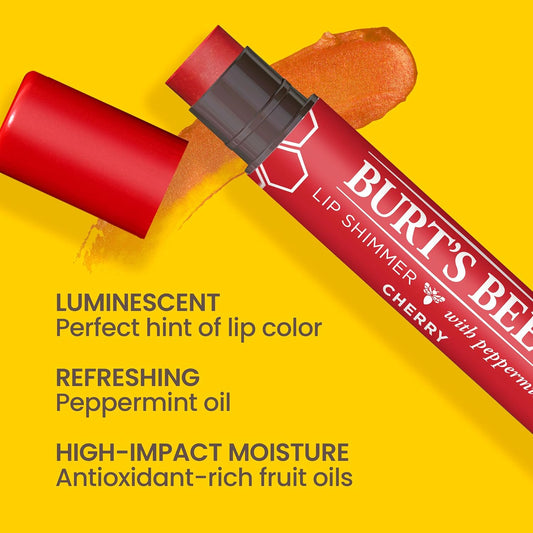 Burt'S Bees 100% Natural Moisturising Lip Shimmer, Cherry - 1 Tube 1 Count (Pack Of 2)