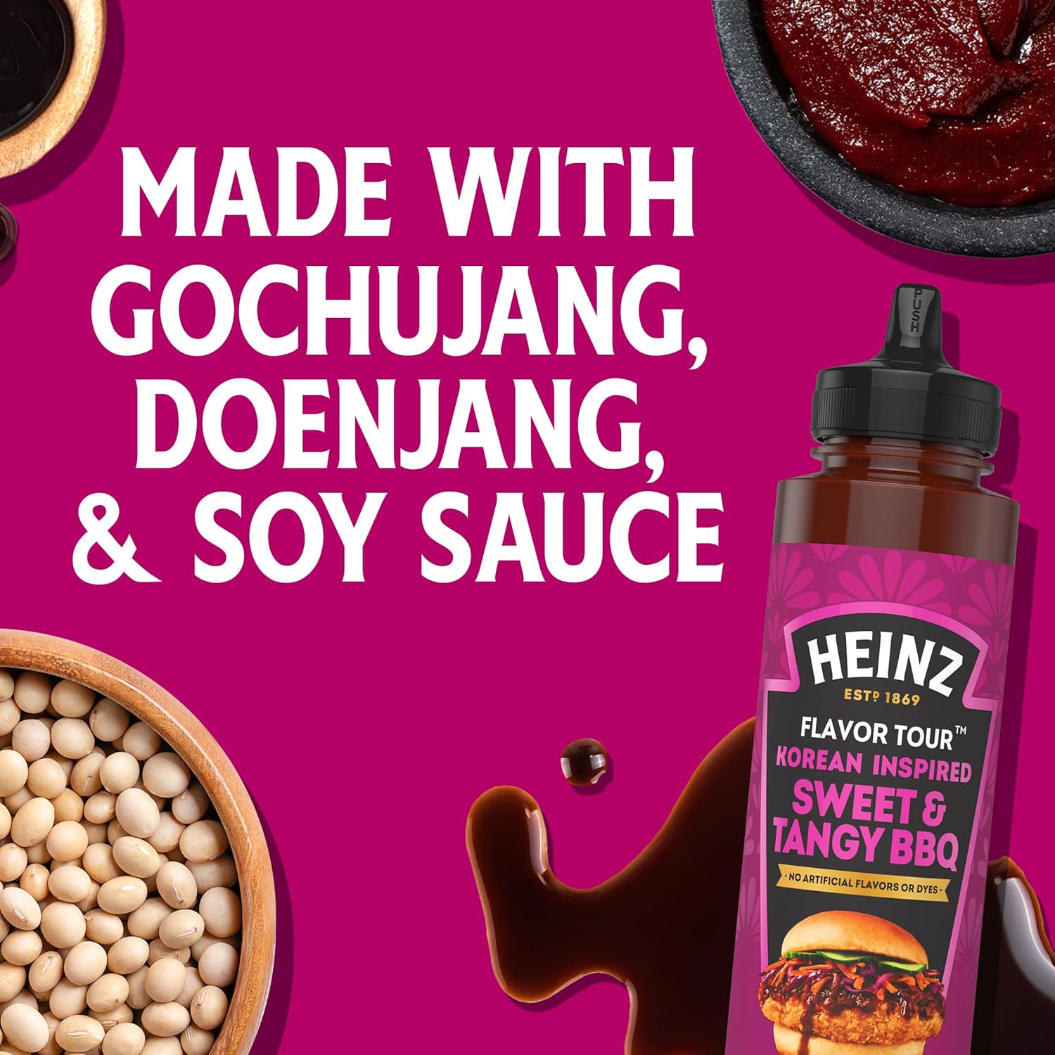 Heinz Flavor Tour Korean Inspired Sweet & Tangy Bbq Sauce, 10 Fl Oz Bottle : Grocery & Gourmet Food