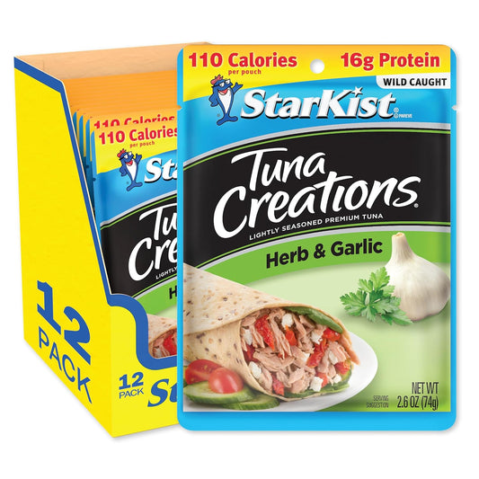 StarKist Tuna Creations, Herb and Garlic, 2.6 oz pouch (Pack of 24) (Packaging May Vary)