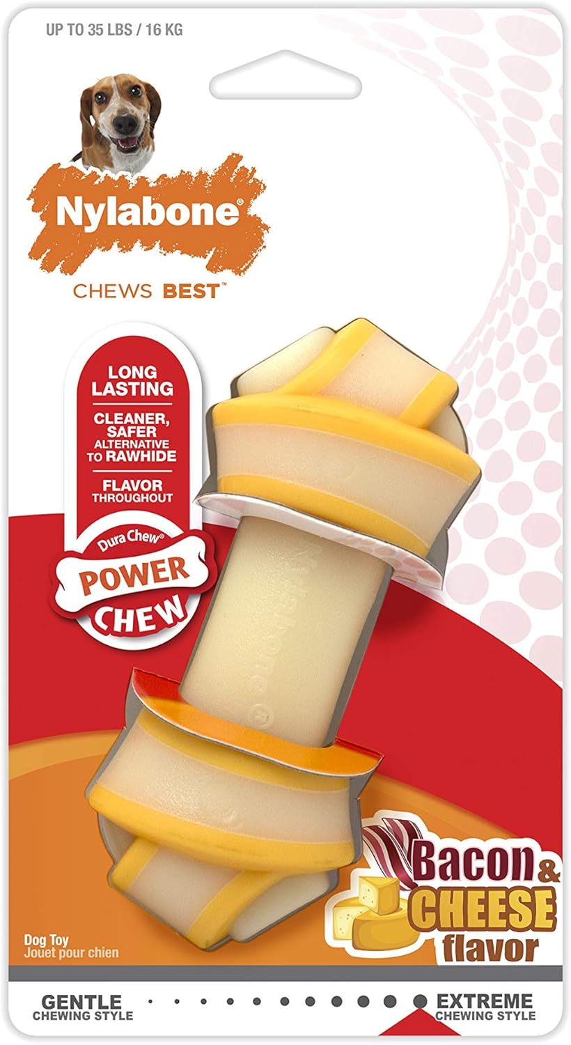 Nylabone Power Chew Rawhide Knot Chew Bone Bacon & Cheese Medium/Wolf (1 Count)