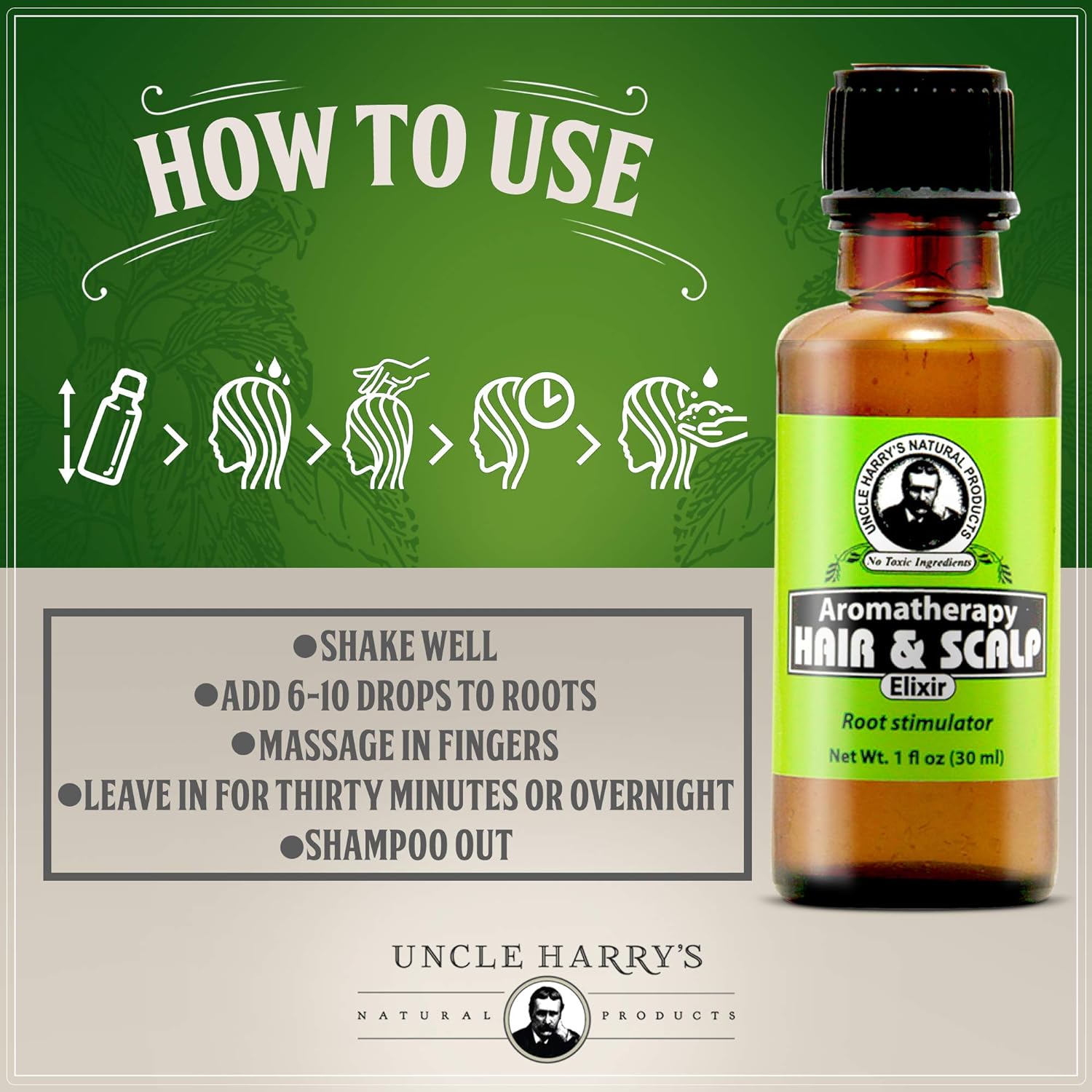 Uncle Harry's Hair & Scalp Elixir with Apple Cider Vinegar | Natural Hair Root Stimulator & Scalp Scrub | pH Balanced Healthy Hair Care | Natural Hair Products with Tea Tree Hair Rinse