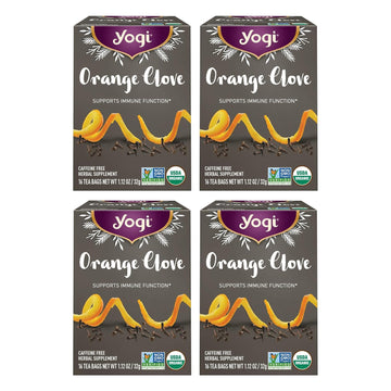 Yogi Tea Orange Clove Tea - 16 Tea Bags Per Pack (4 Packs) - Limited Edition Organic, Caffeine-Free Holiday Tea - Immune Support Tea - Includes Astragalus, Cinnamon, Ginger, Cardamom & More