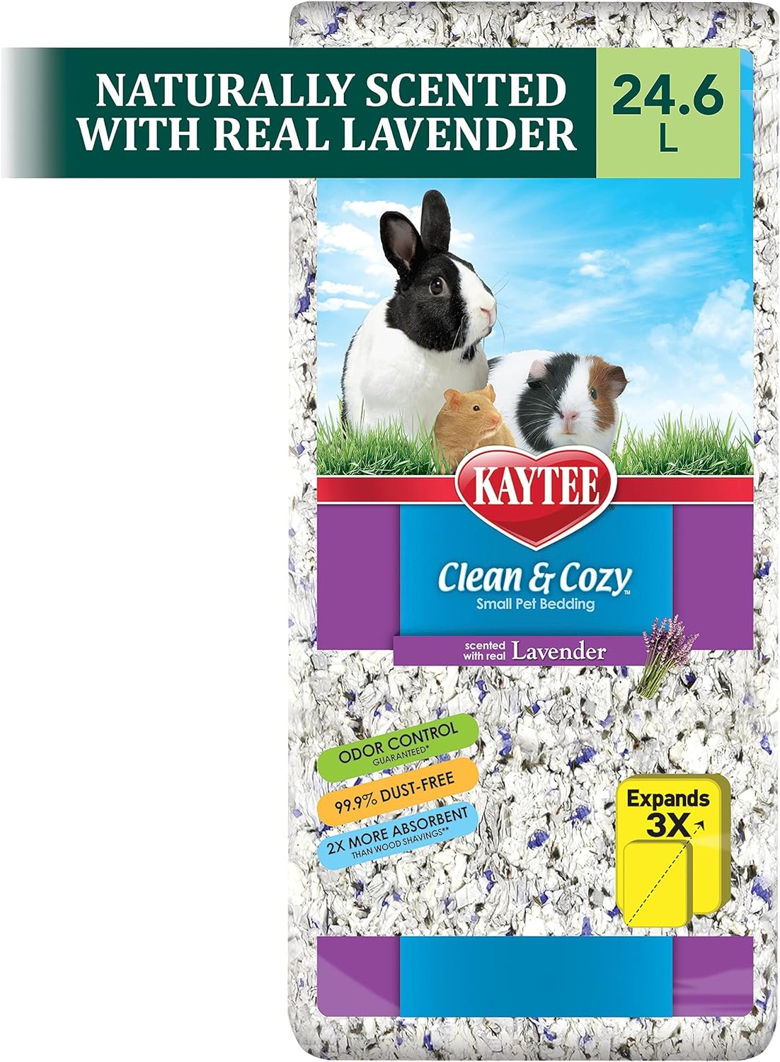 Kaytee Clean & Cozy Lavender Bedding For Pet Guinea Pigs, Rabbits, Hamsters, Gerbils, and Chinchillas, 24.6 Liters : Pet Habitat Litter : Pet Supplies