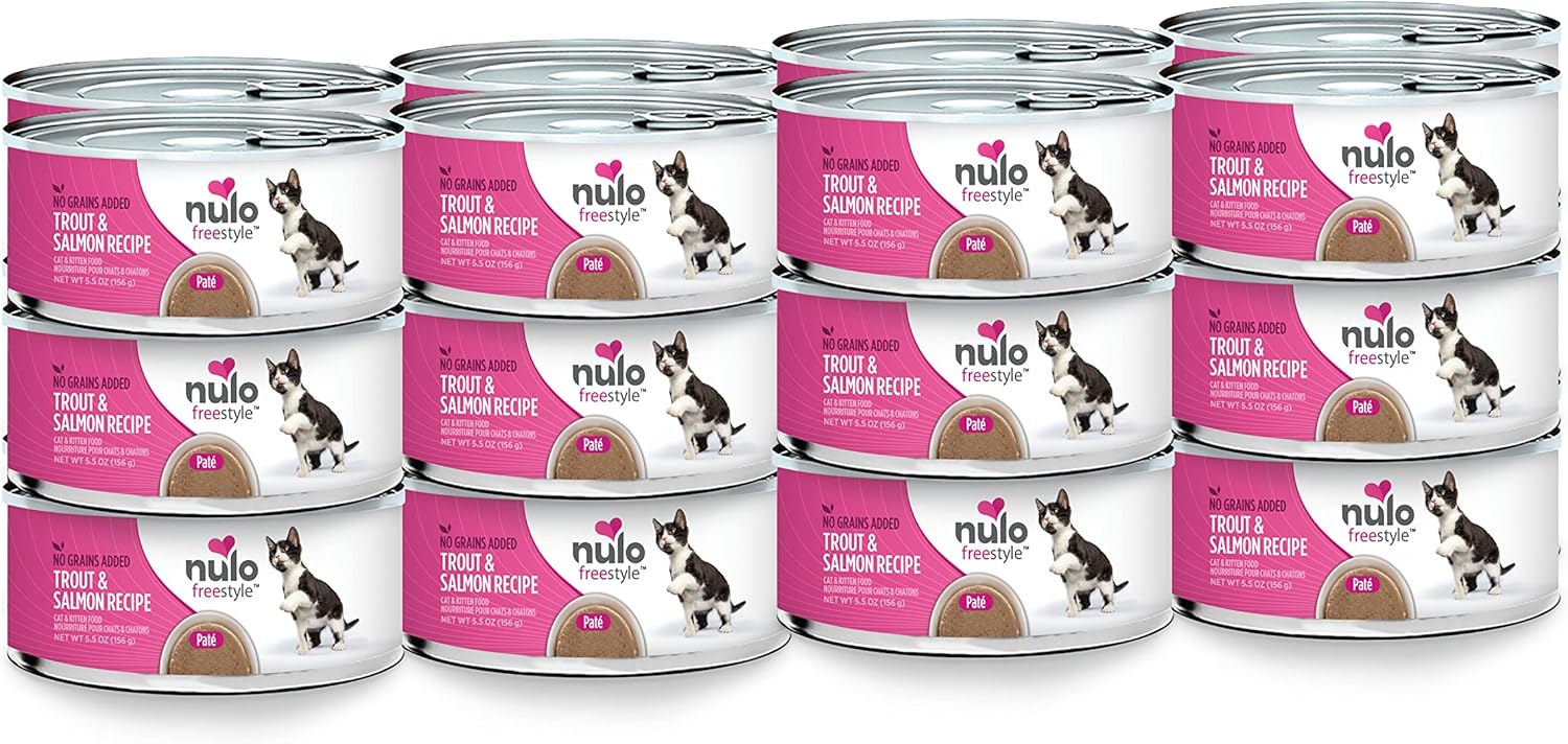 Nulo Freestyle Cat & Kitten Wet Pate Canned Cat Food, Premium All Natural Grain-Free, With 5 High Animal-Based Proteins & Vitamins To Support A Healthy Immune System, 5.5 Ounce (Pack Of 24)