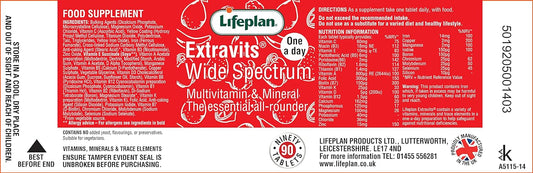 Lifeplan ExtraVits Wide Spectrum Adult Daily Multivitamin (90 Tablets) — Essential Vitamins and Minerals Complex : Amazon.co.uk: Health & Personal Care
