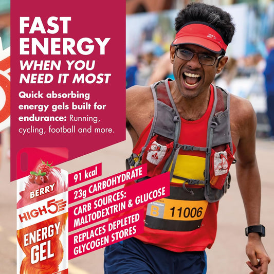 High5 Carbohydrate Gels - Running Supplements For Fast Energy - Natural Fruit Juice & Caffeine-Free - Muscle Gel Endurance Fuel For Cycle Nutrition & Energy Gels For Hiking (Orange, 6 X 40G)