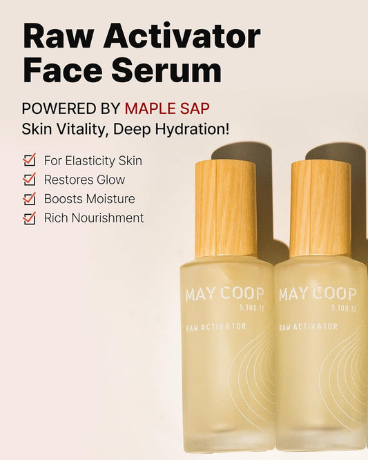 May Coop Raw Activator Face Serum – Hydrating & Nourishing Face Serum With 63% Maple Sap For Moisture - Anti Aging Skin Vitality & Glow - Korean Skincare, 2.02 Fl.Oz