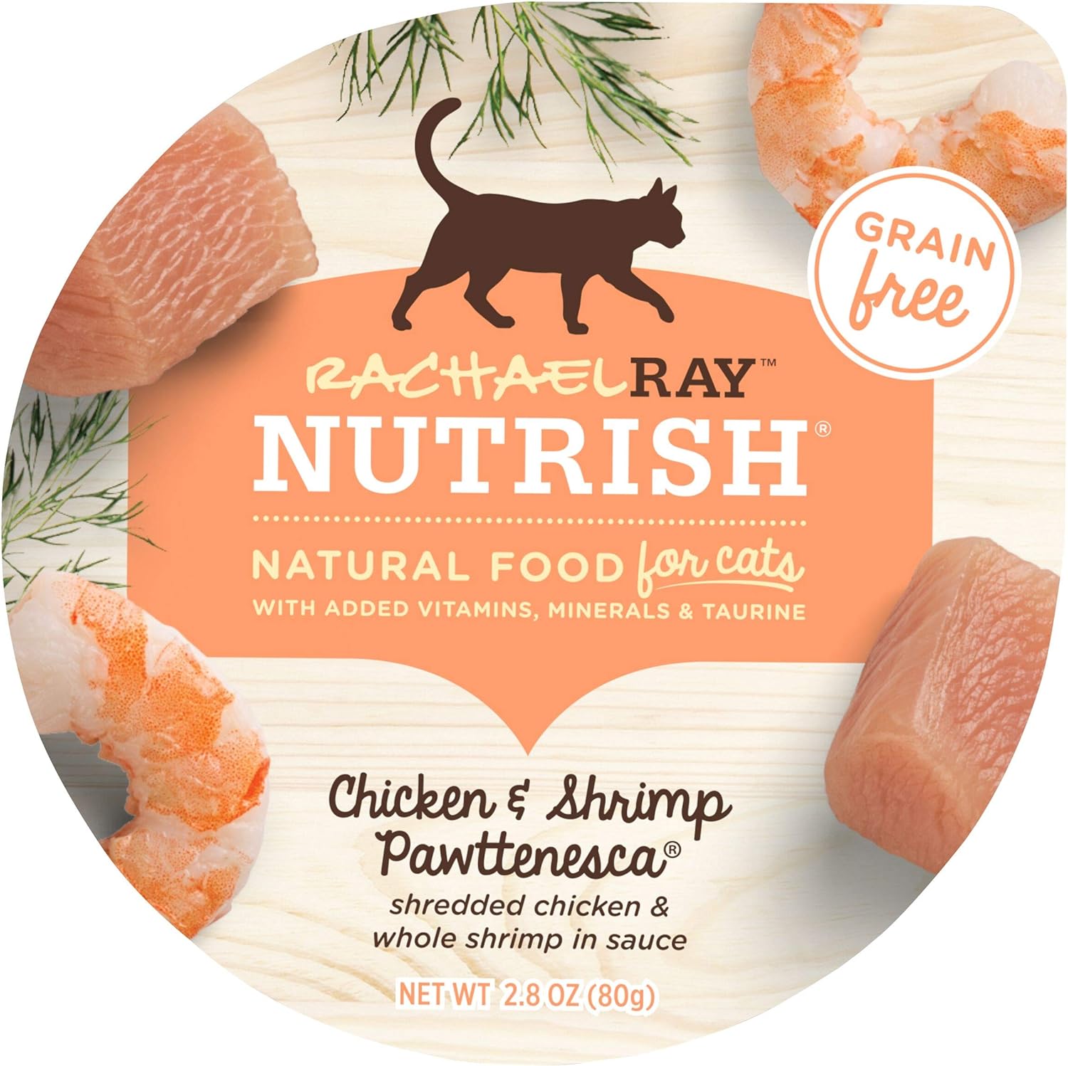 Rachael Ray Nutrish Natural Wet Cat Food With Added Vitamins, Minerals & Taurine, Chicken & Shrimp Pawttenesca Recipe, 2.8 Ounce Cup (Pack Of 12), Grain Free